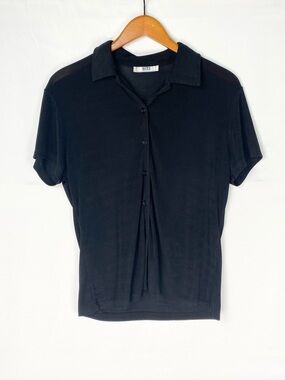 Vintage Obe Black‎ Collared Button Up Blouse Size Small